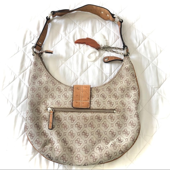 Guess G-Logo Shoulder Bag Tan with Silver Hatdware - Picture 4 of 8